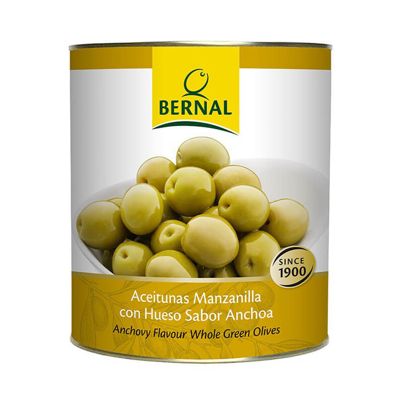 Stone-in Green Manzanilla Olives, 4.3Kg Catering Size Tin