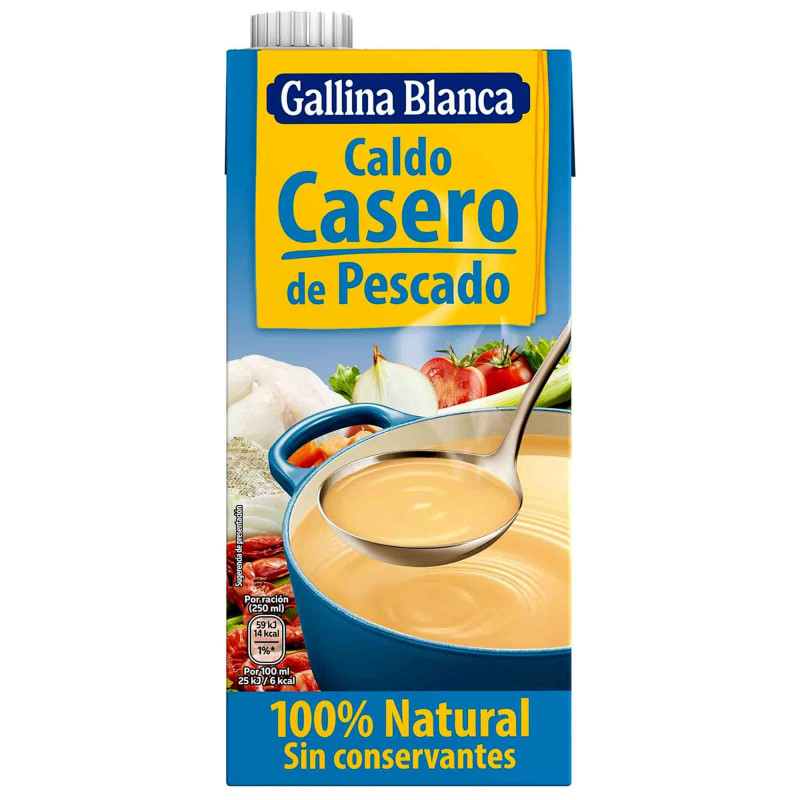 100% Natural Gallina Blanca Fish Pescado Broth, 1L