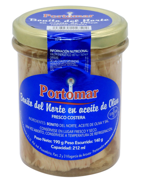 Bonito del Norte, White Tuna Loin Fillets in Olive Oil, 190g jar
