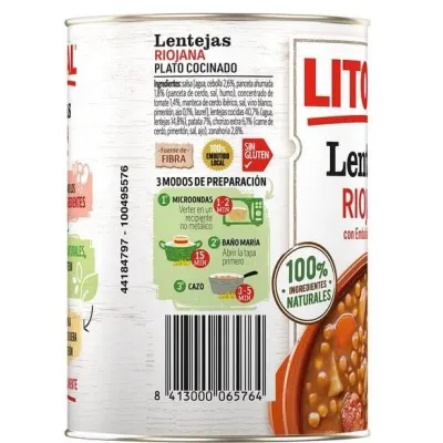 Lentils, lenteja Riojana LITORAL, 425g
