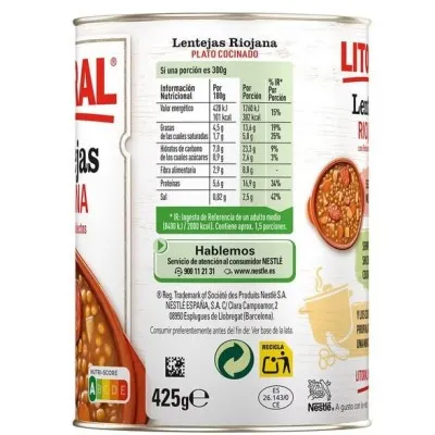Lentils, lenteja Riojana LITORAL, 425g