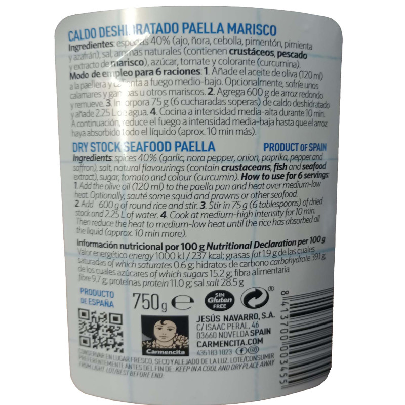 Paellero Caldo Carmencita Seasoning Mix Marisco seafood, 750g