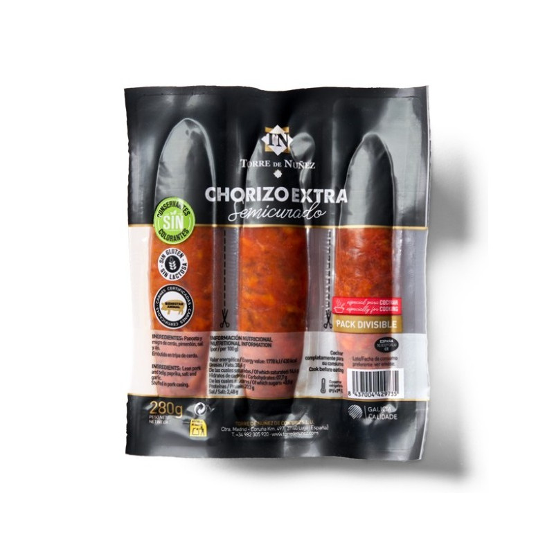 Cooking chorizo, colorants and preservatives free, 280g