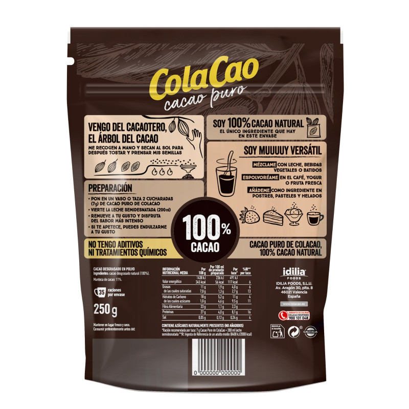 ColaCao Pure, 100% Natural Cocoa Powder 250g