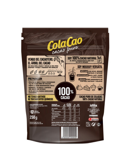ColaCao Pure, 100% Natural Cocoa Powder 250g