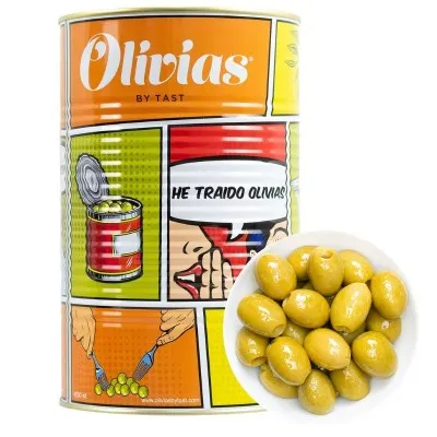Spicy Pitted Gordal Olives with Olive Oil, 70/90, 4.2kg